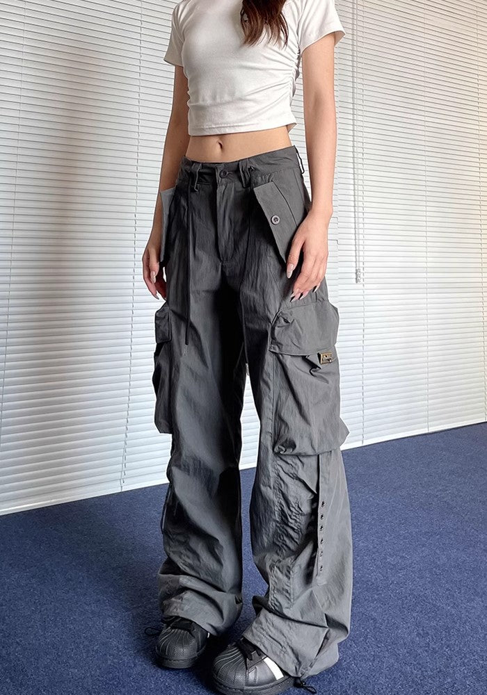 【Apocket】Casual vintage style wide silhouette cargo pants  AK0033