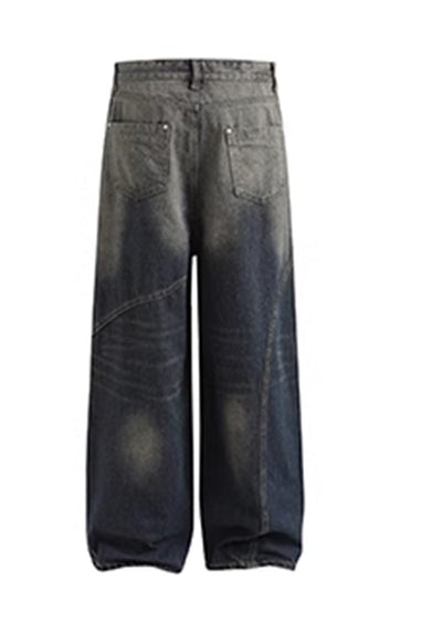 【MR nearly】Fully grunge washed patchwork denim pants  MR0125