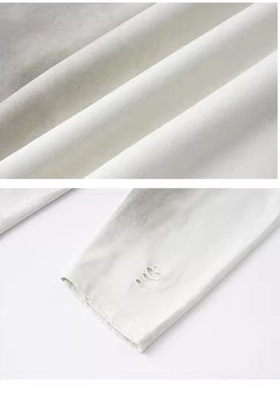 【YUKAHOUSE 】Full zip design front illustration monotone long sleeve T-shirt  YO0009