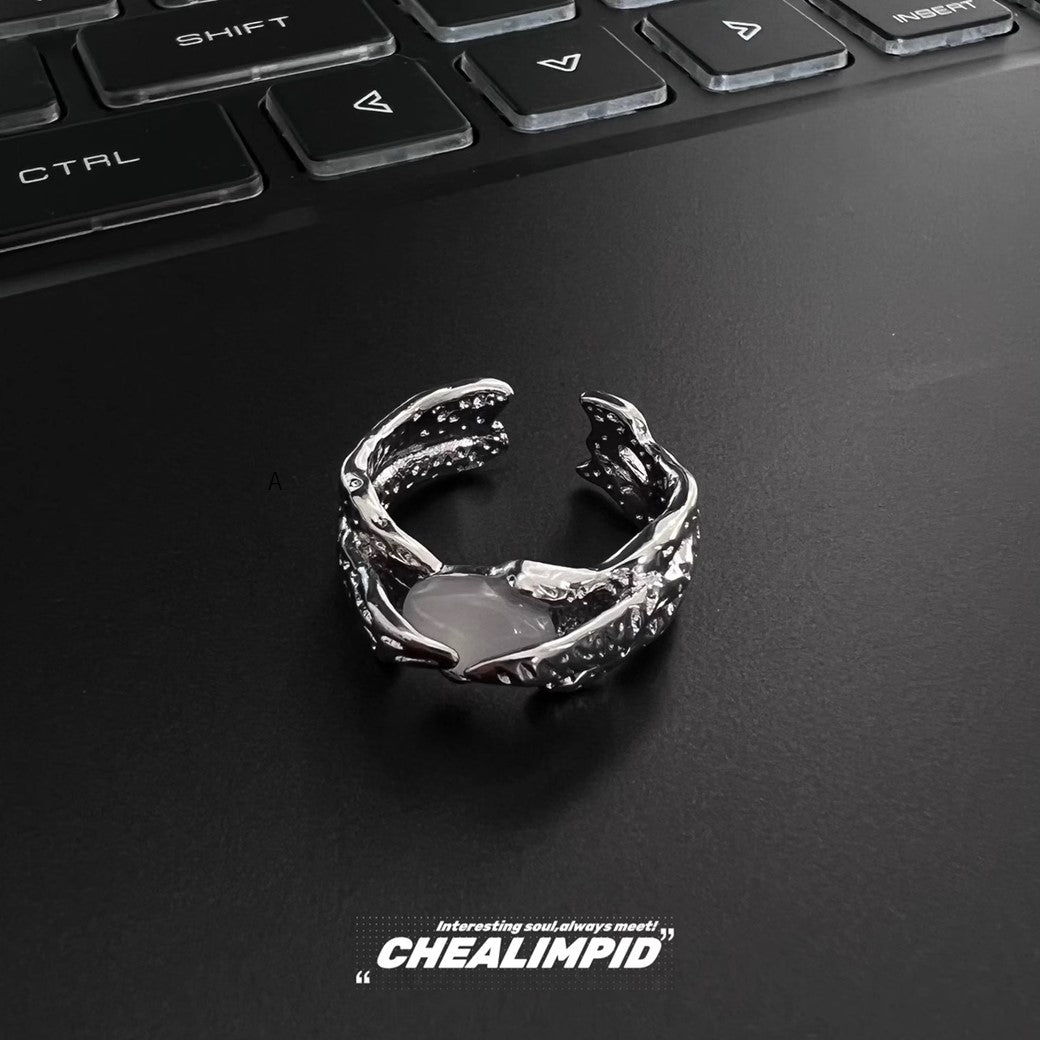 【CHEALIMPID】Front pearl design silver gimmick ring  CL0010