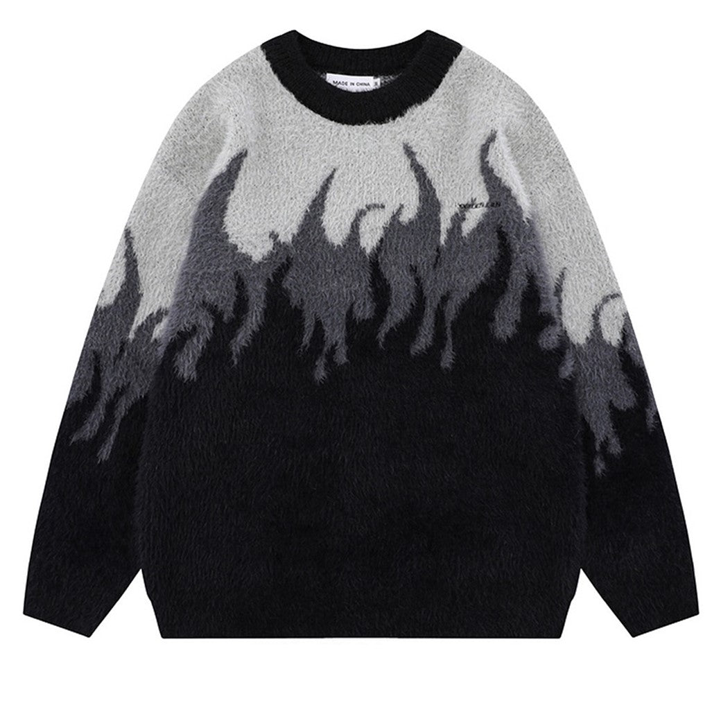 【NIHAOHAO】Flame-style dark color design knit sweater  NH0188