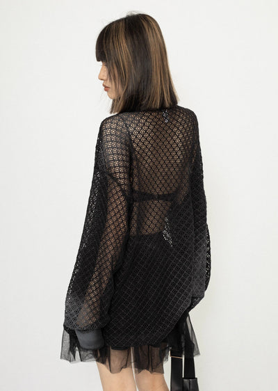 【ZERO STORE】See-through active mesh design double over knit  ZS0046