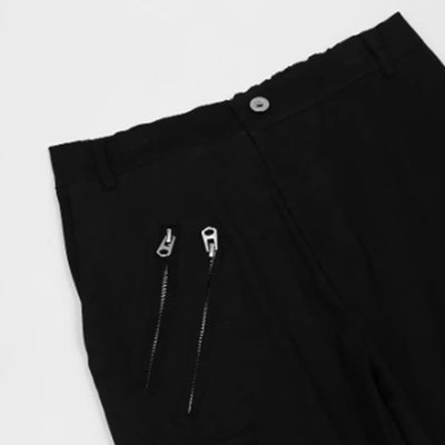 [ReIAx] Black chain zipper design slim pants RX0011