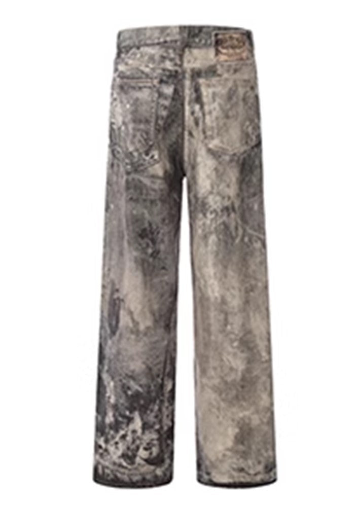 【MR nearly】Two-tone double color grunge unique pattern design pants  MR0122