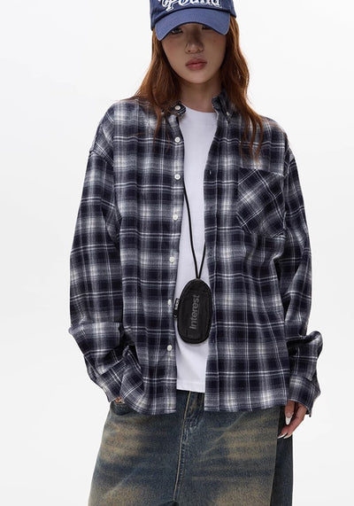 【Apocket】Regular check design collar type long sleeve shirt  AK0036