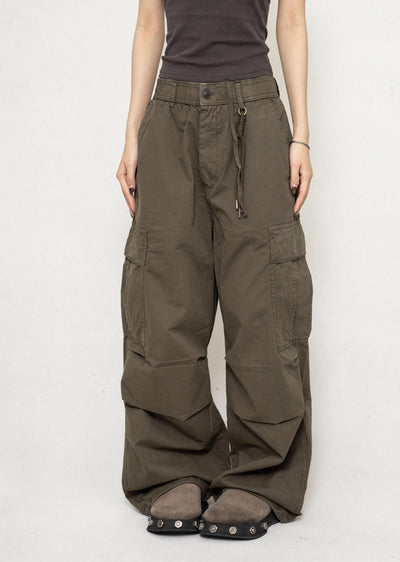 [ZERO STORE] Wide tuck silhouette dull color pants ZS0029