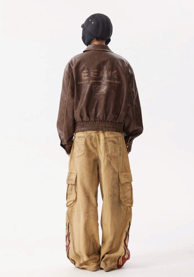 【BTSG】Flame over vintage color cargo style pants  BS0049