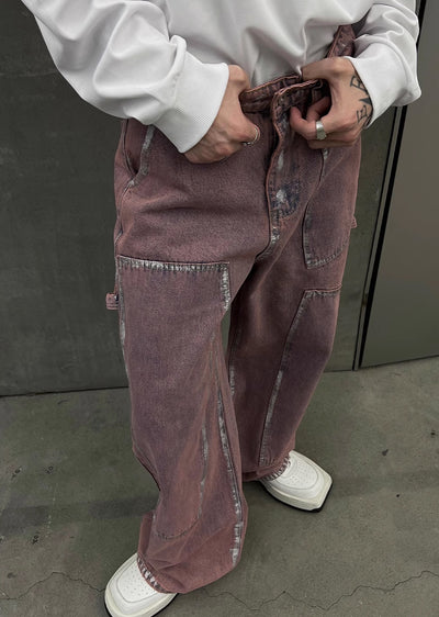 【SOULWORKER】Pinky purple color design line silhouette denim pants  SW0018