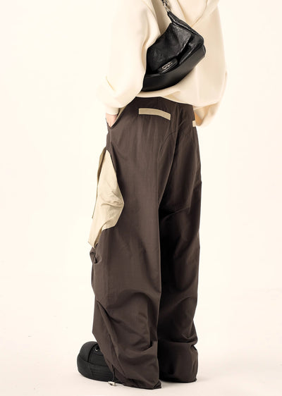 【H GANG X】Double color nylon over wide silhouette casual pants  HX0079