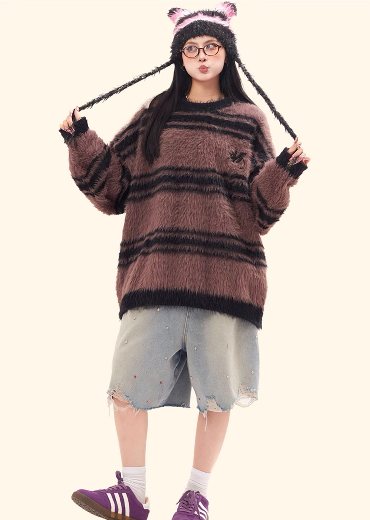 【NOONOZ】Basic line border design color knit sweater  NN0008