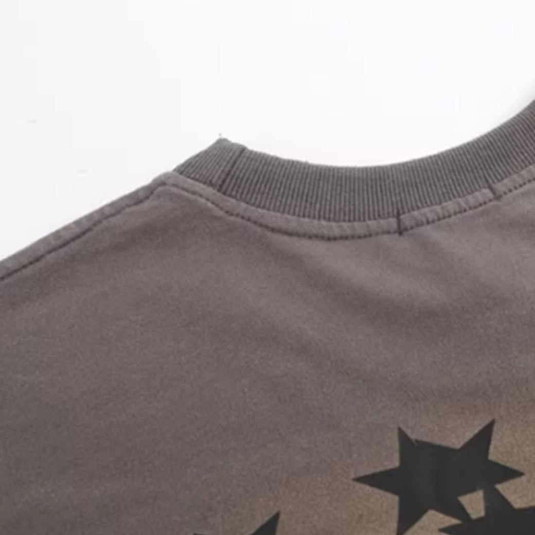 [VEG Dream] Back Star Design Gathered Wash Short Sleeve T-Shirt VD0236