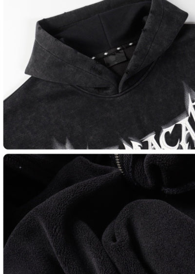 【Mz】Ground initial wide dark color hoodie  MZ0054