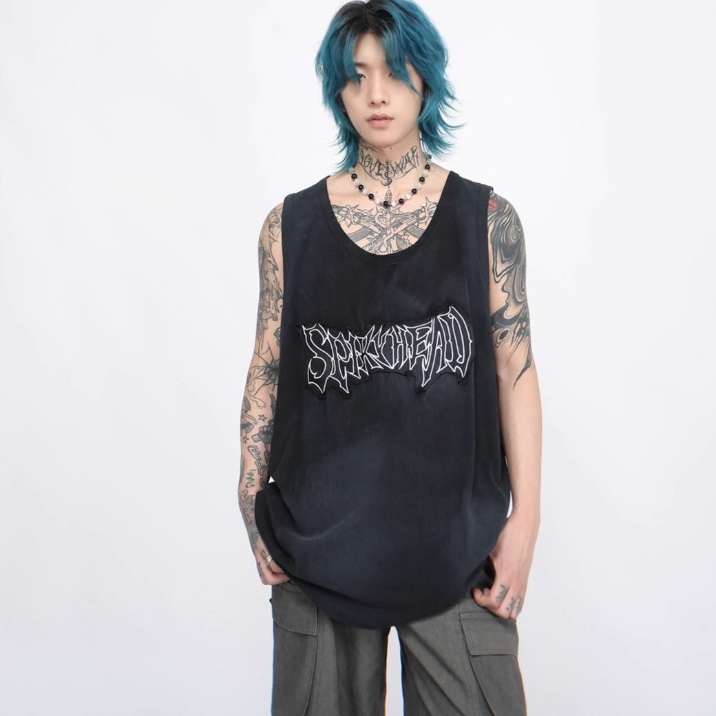[Mz] Dirty style dull wash processed sublate in-shirt sleeveless T-shirt MZ0023