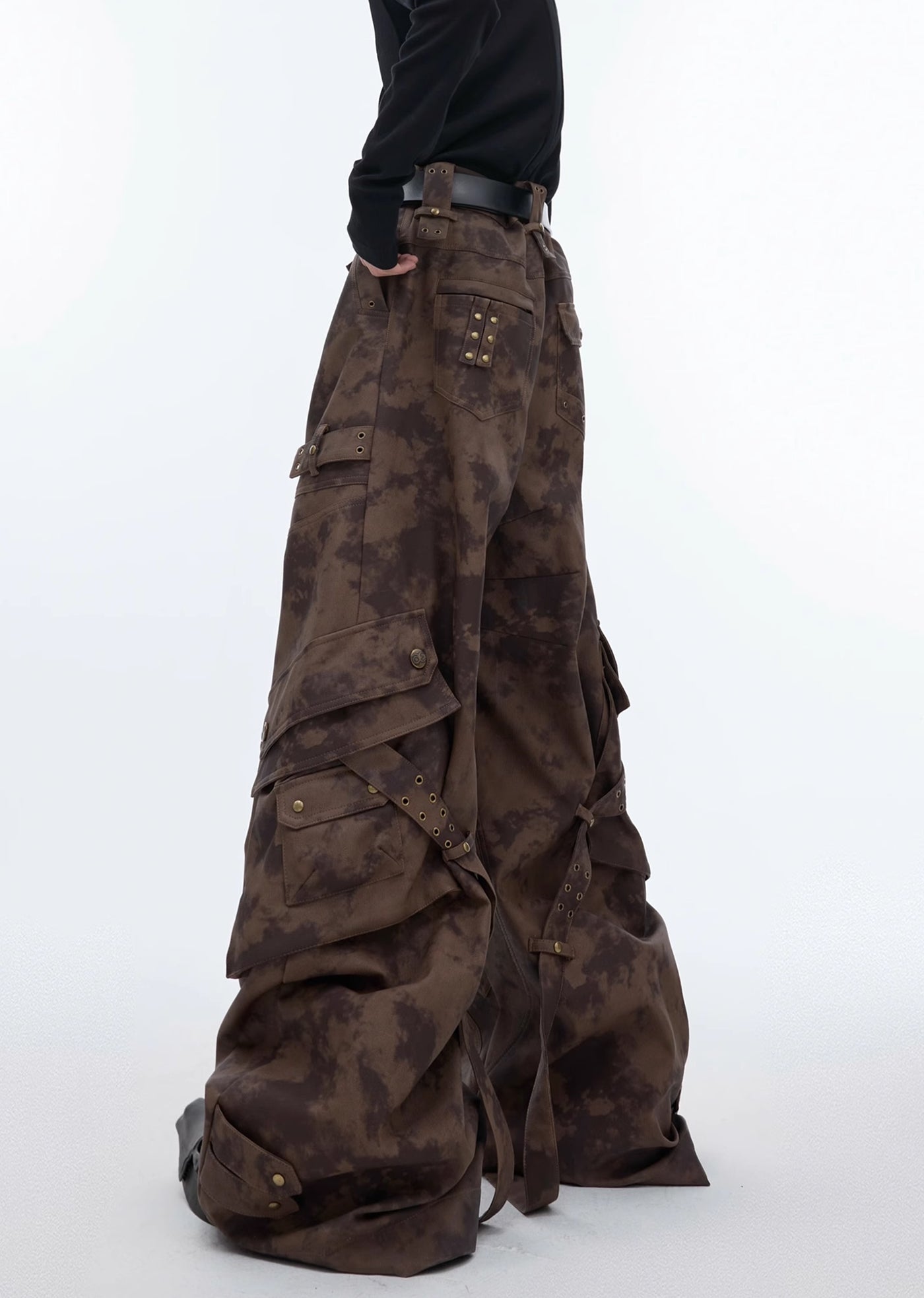 【Culture E】Random camouflage silhouette design wide pants  CE0151