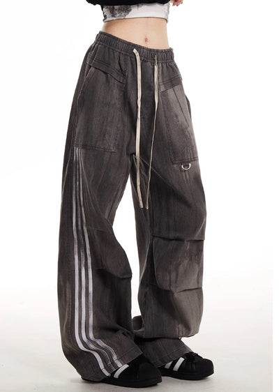 【NOONOZ】Unique tuck silhouette design side line wide pants  NN0007