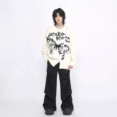 【Mz】One-point zip space-time distortion butterfly design knit  MZ0034