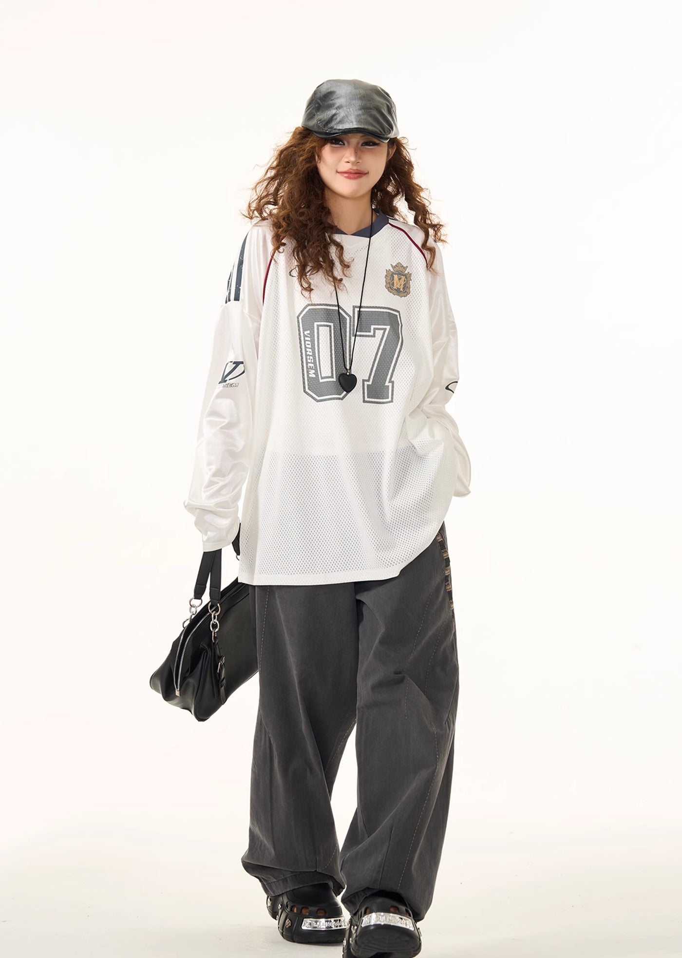 【H GANG X】Front number initial design sporty gaming long sleeve T-shirt  HX0062