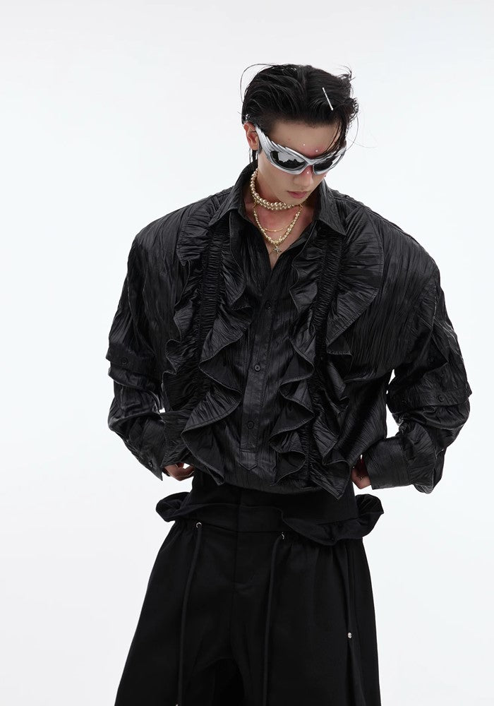 【Culture E】Front ruffle design mode gothic long sleeve shirt  CE0161