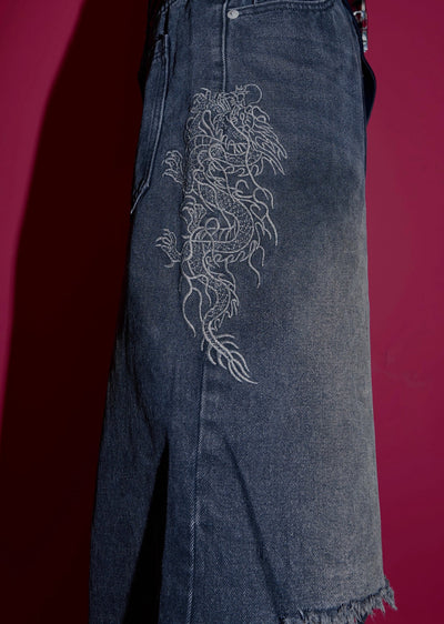 [Culture E] High wide silhouette design full distressed denim pants CE0119