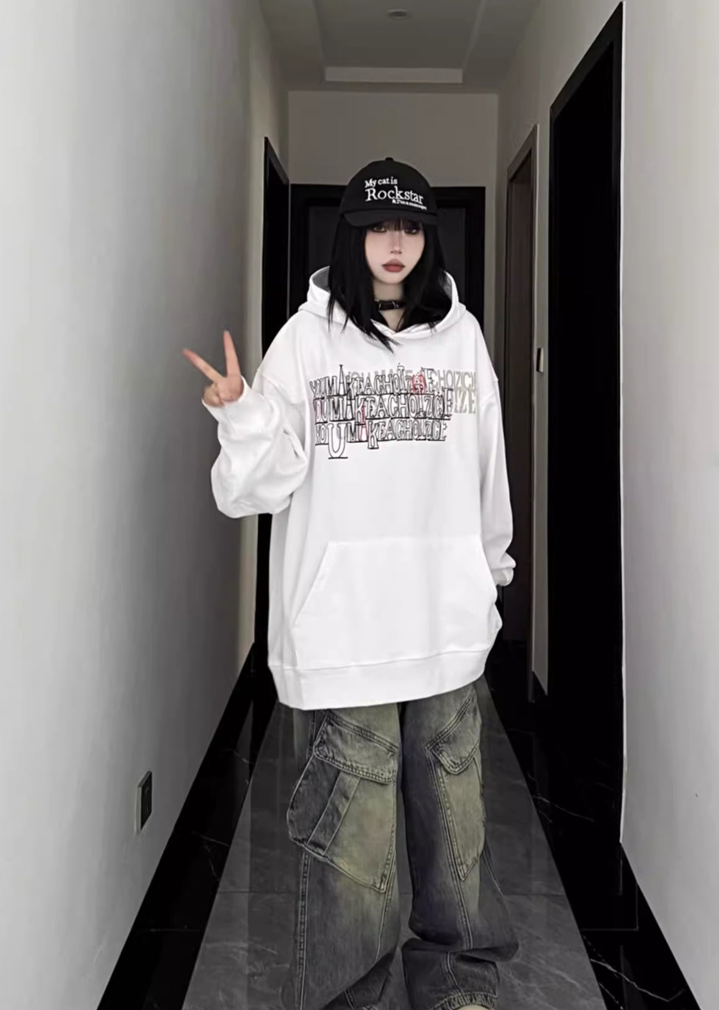 【W3】Basic simple front MUGEN initial design hoodie  WO0078