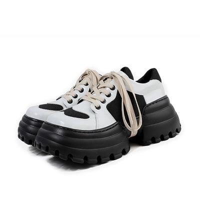 【9/9新作】Thick sole design silhouette glossy monotone color sneakers  HL3084