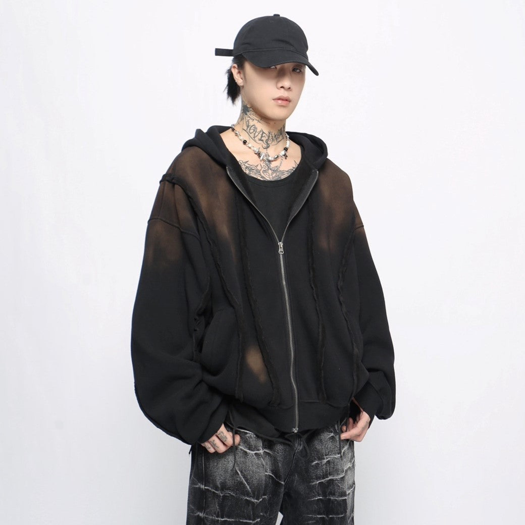 【Mz】Lovely design washed full zip hoodie  MZ0048