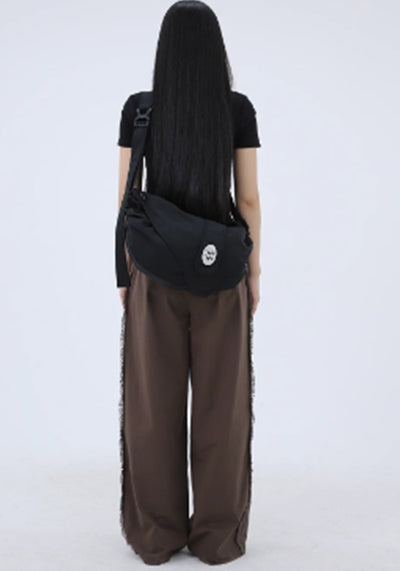 【FUZZYKON】Black basic style design shoulder bag  FK0034