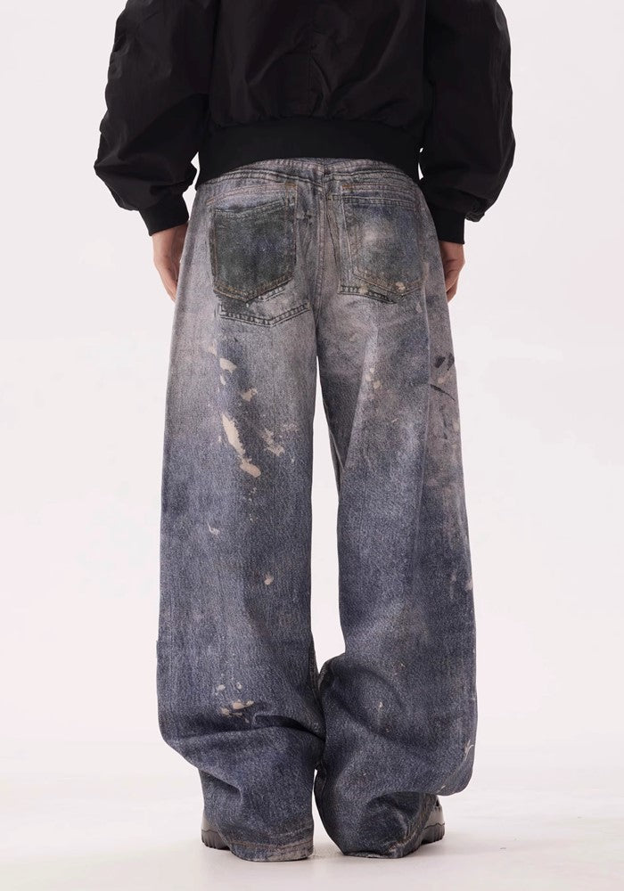 【BTSG】Pale vintage blue wide style denim pants  BS0036