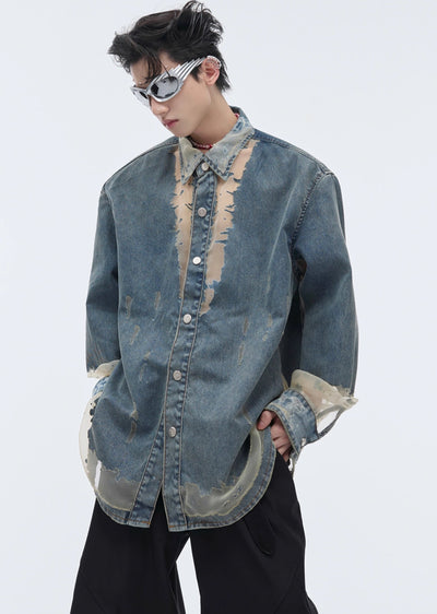 【Culture E】Translucent design loose silhouette dull grunge long sleeve shirt  CE0130