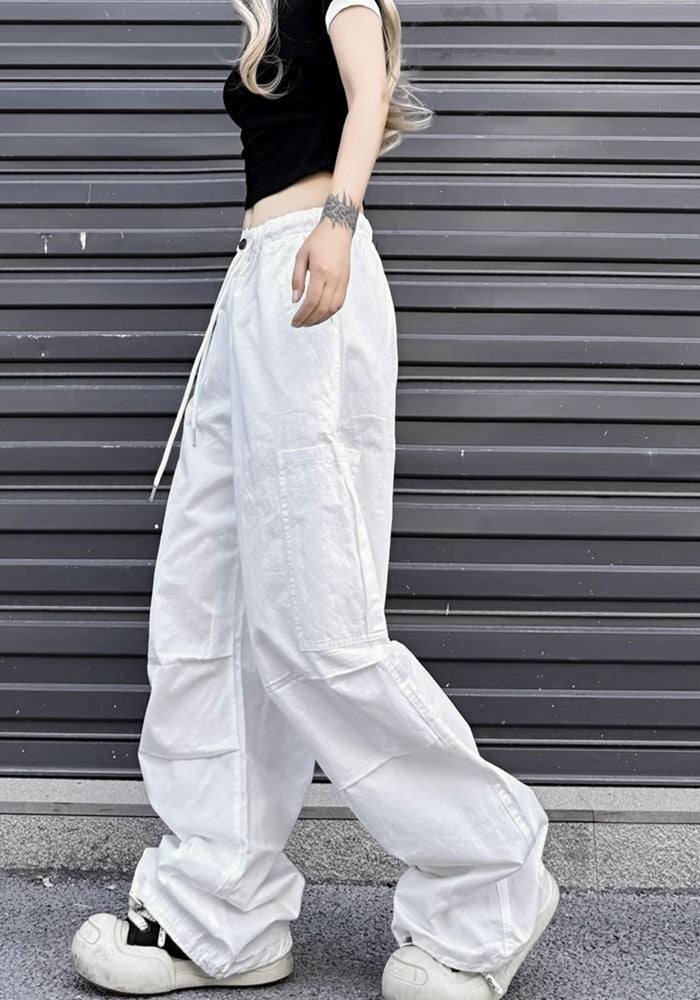 【W3】Simple base color monochrome wide silhouette pants  WO0086