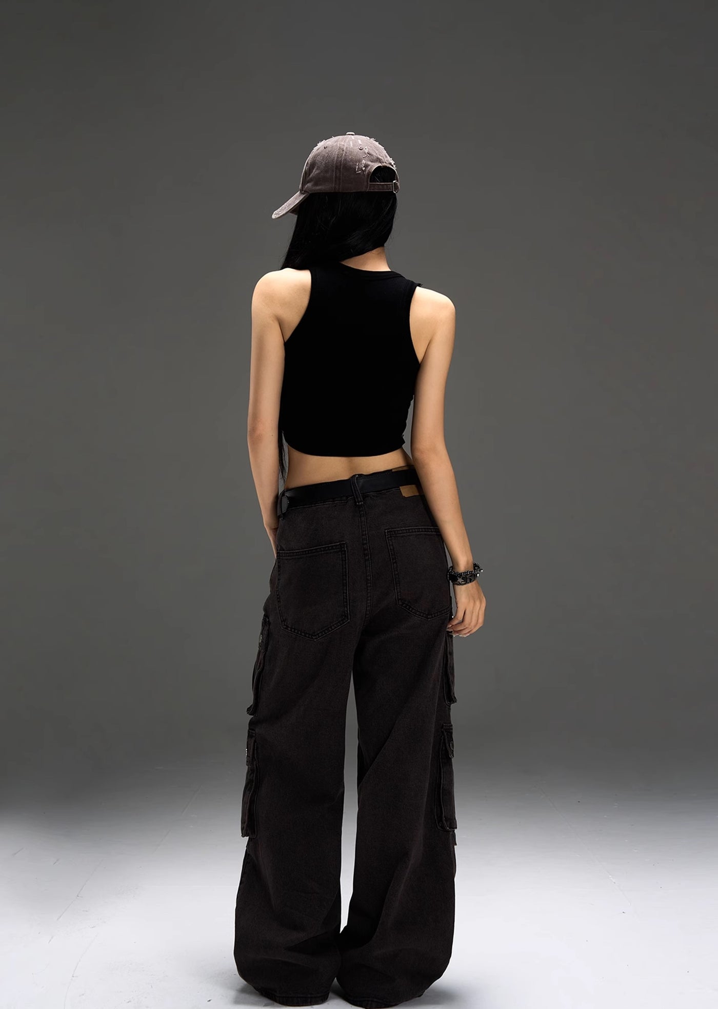 【MAXDSTR】Double pocket design dull color bottom tuck design denim pants  MD0156
