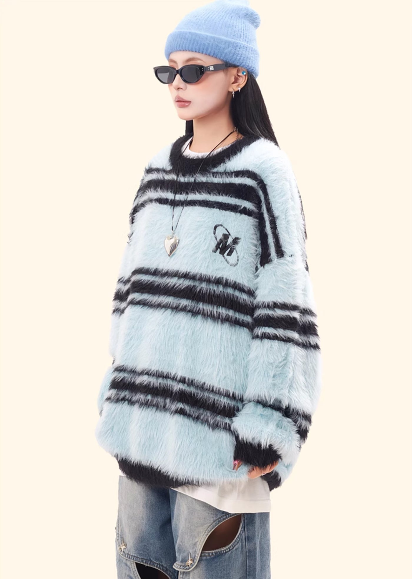 【NOONOZ】Basic line border design color knit sweater  NN0008