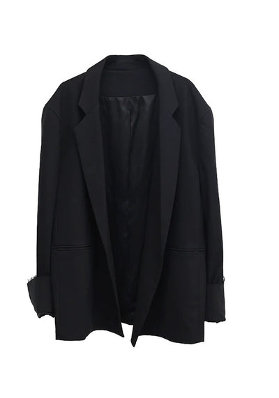 【FUZZYKON】Damaged special design oversized black tailored jacket  FK0032