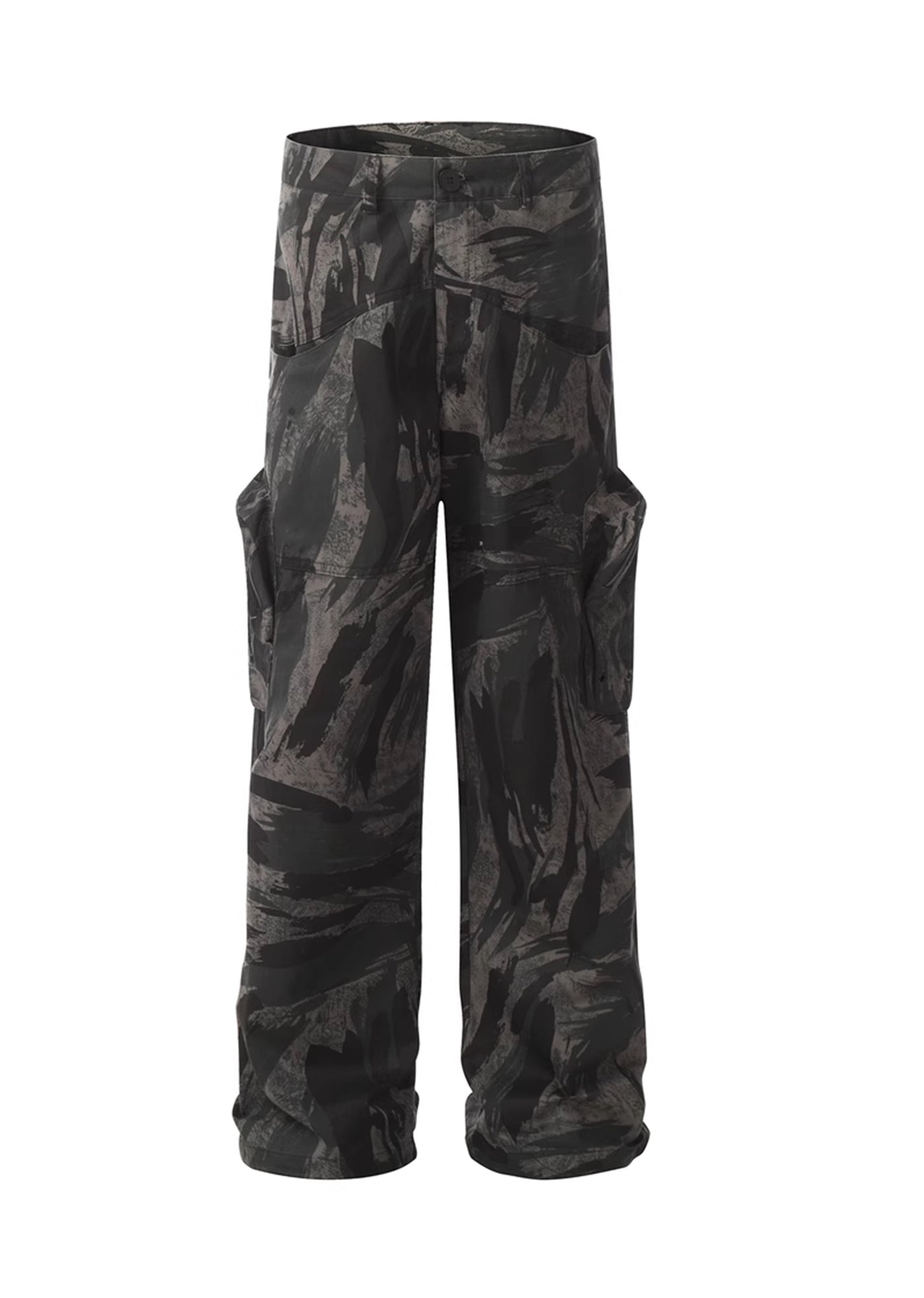 【W3】Dark camouflage design wide straight silhouette pants  WO0076