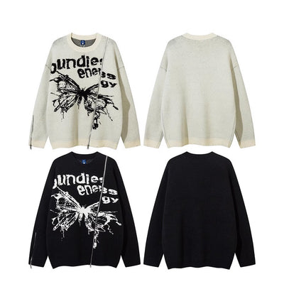 【Mz】One-point zip space-time distortion butterfly design knit  MZ0034