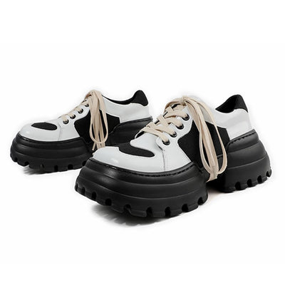 【9/9新作】Thick sole design silhouette glossy monotone color sneakers  HL3084