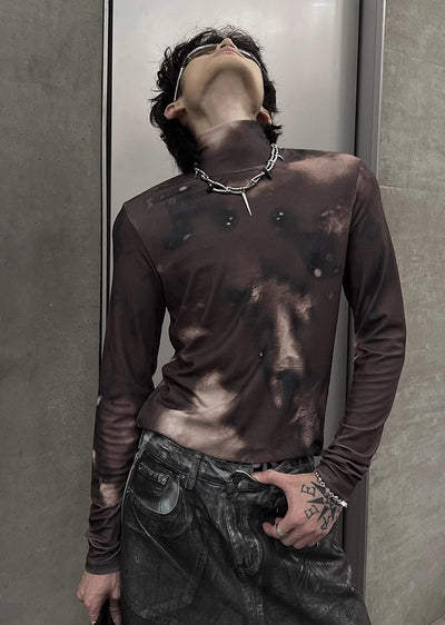 【SOULWORKER】Random wash color see-through design long sleeve T-shirt  SW0026