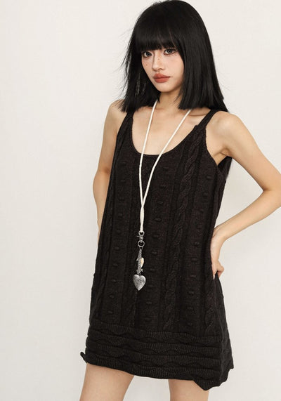 【ZERO STORE】Simple knit fabric design short style all-over dress  ZS0060