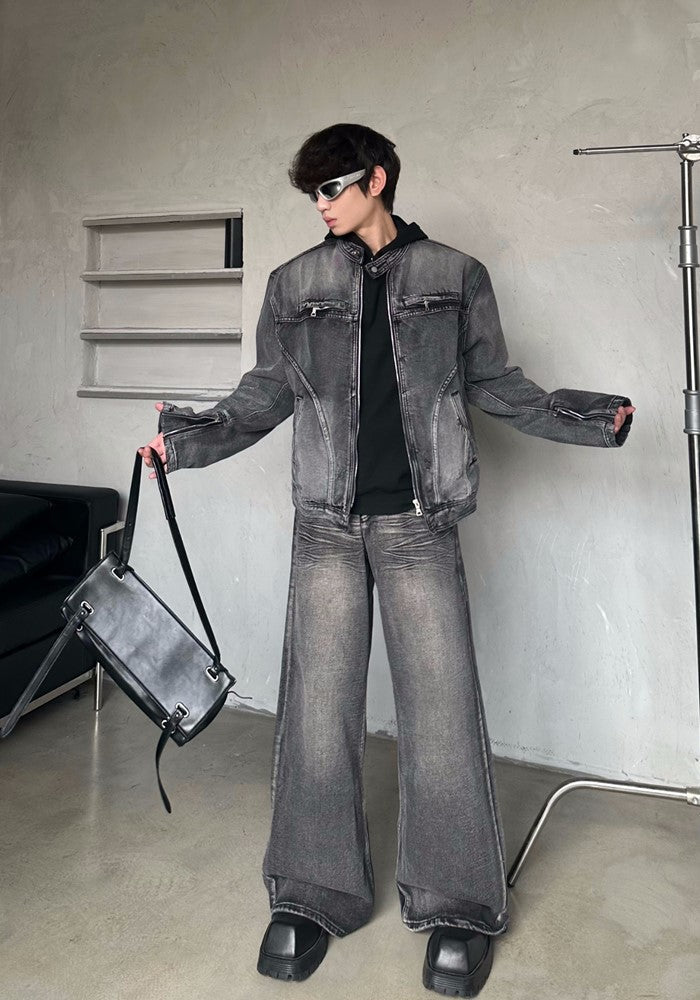 【MARTHENAUT】Dull wash vintage denim style set up  MH0047