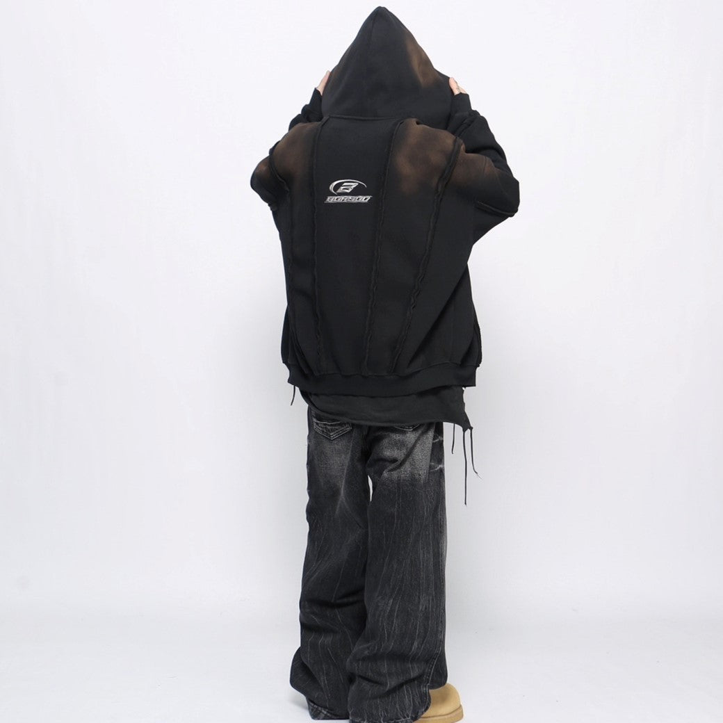 【Mz】Lovely design washed full zip hoodie  MZ0048