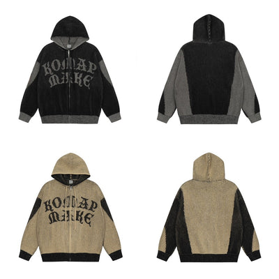 【Mz】Double design color initial point full zip hoodie  MZ0047