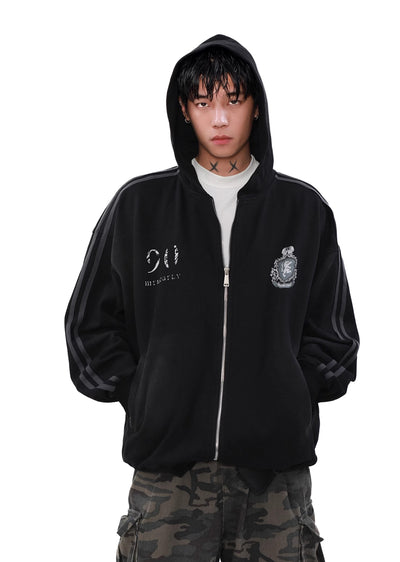 【MR nearly】Random dull wash dark design full zip hoodie  MR0136