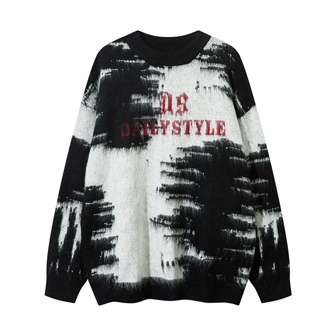 【NIHAOHAO】Double monotone color art design knit sweater  NH0166