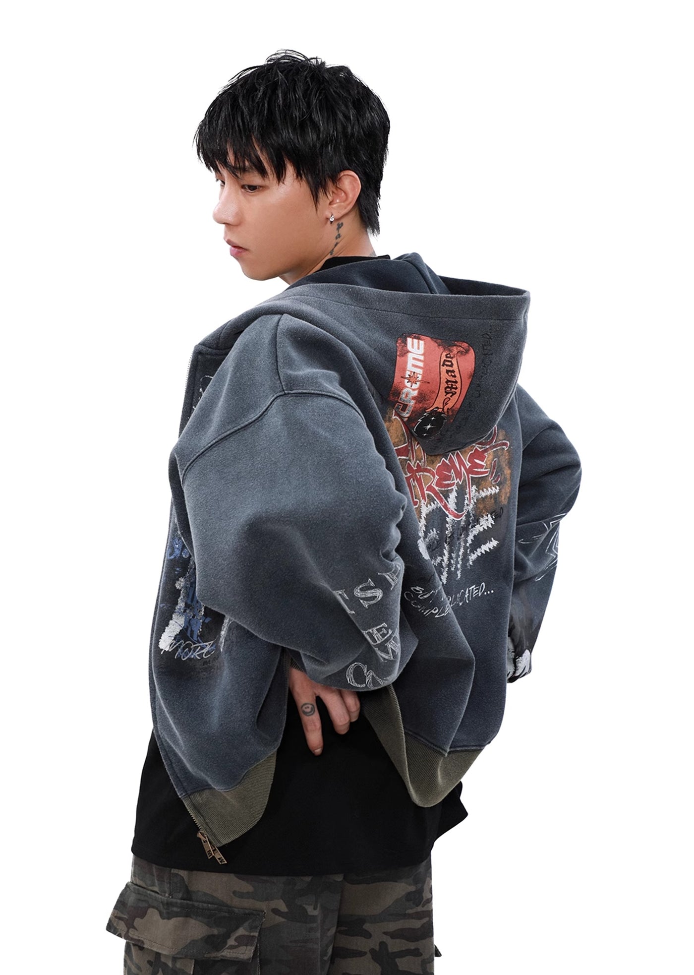 【MR nearly】Myriad Illustrations Active Design Full Zip Dull Hoodie  MR0133