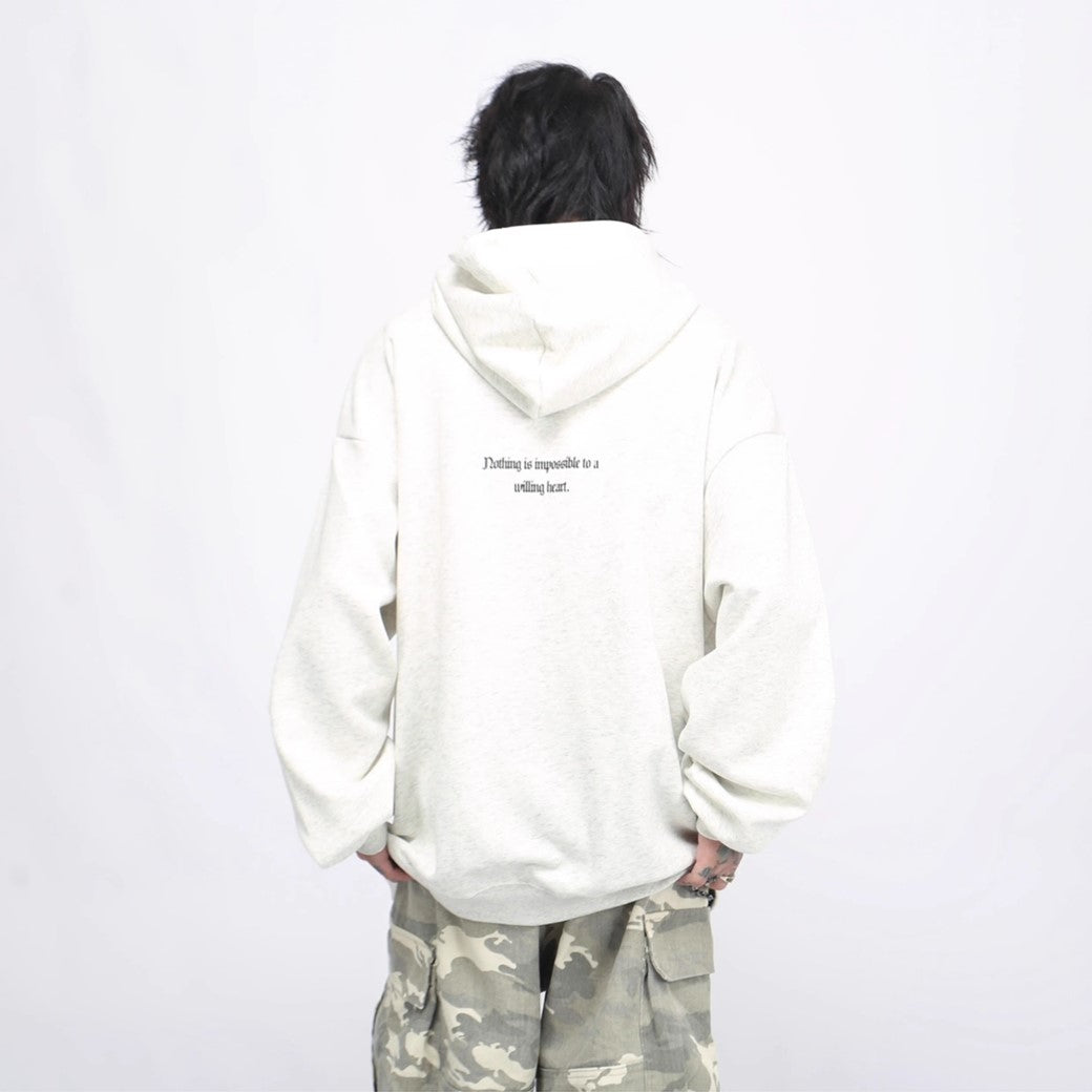 【Mz】Dull initial pinky design grunge hoodie  MZ0036