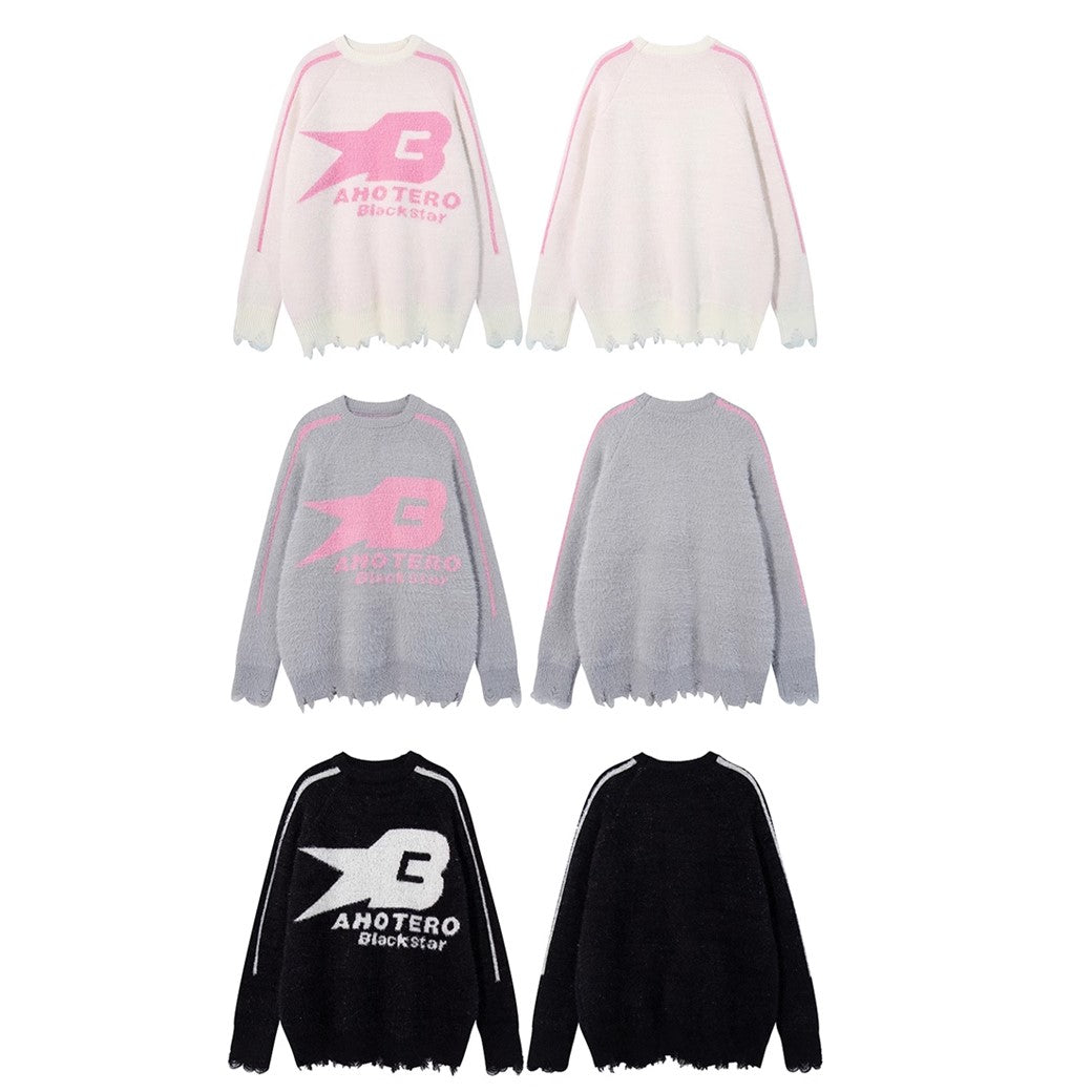 【NIHAOHAO】Special initial design base double color knit sweater  NH0161