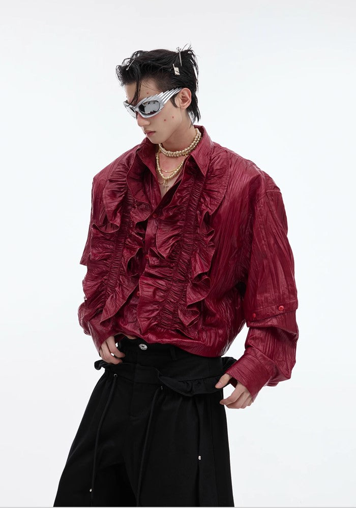 【Culture E】Front ruffle design mode gothic long sleeve shirt  CE0161