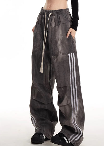 【NOONOZ】Unique tuck silhouette design side line wide pants  NN0007