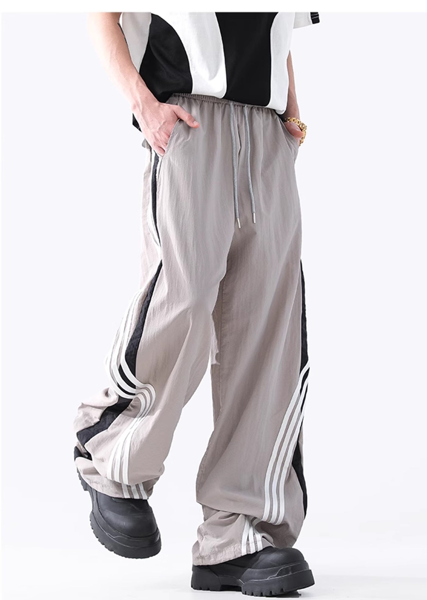 【ACRARDIC】Monotone sporty casual wide natural pants  AI0019