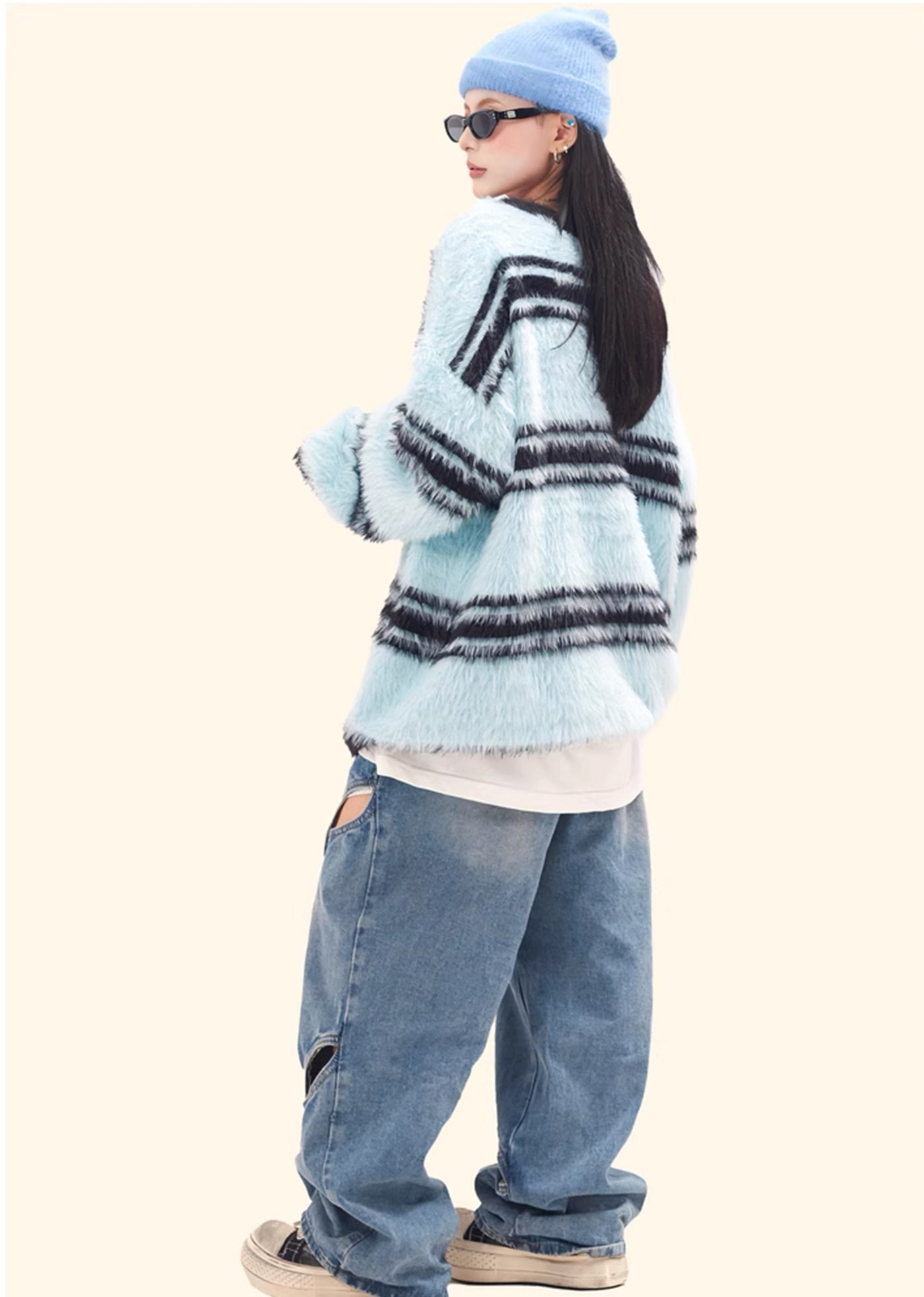 【NOONOZ】Basic line border design color knit sweater  NN0008